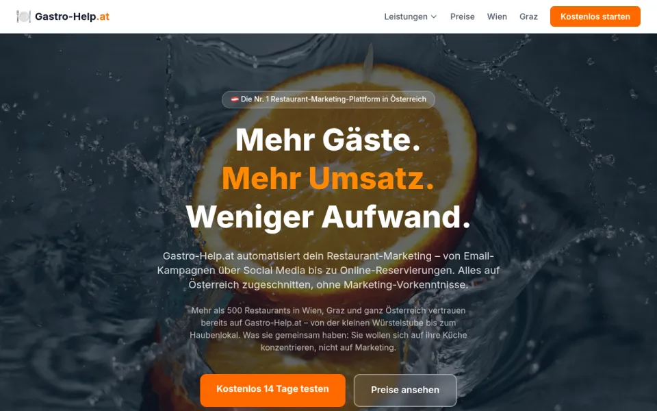 Screenshot der Website gastro-help.at